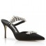 Manolo Blahnik Lurum Crystal 90mm Mules In Black Satin