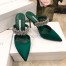 Manolo Blahnik Lutara Crystal 90mm Mules In Green Satin