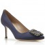 Manolo Blahnik Hangisi 70 Pumps In Navy Blue Satin