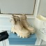 Prada Monolith Boots in Beige Leather and Nylon Fabric