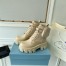 Prada Monolith Boots in Beige Leather and Nylon Fabric