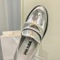 Prada Women's Loafers In Silver Metallic Leather