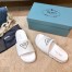 Prada White Leather Slides with Printed Triangle Logo