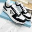 Prada Downtown Sneakers in White and Black Calfskin