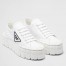 Prada Double Wheel Sneakers In White Nylon Gabardine