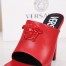 Versace La Medusa Platform Mules In Red Calfskin