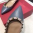 Valentino Garavani Rockstud Ballet Flats In Blue Calfskin