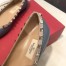 Valentino Garavani Rockstud Ballet Flats In Blue Calfskin