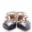 Valentino Garavani Cage Rockstud Ballet Flats In Black Calfskin