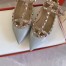 Valentino Garavani Caged Rockstud Ballet Flats In Light Blue Patent Leather