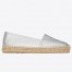 Saint Laurent Monogram Espadrilles In Silver Lambskin